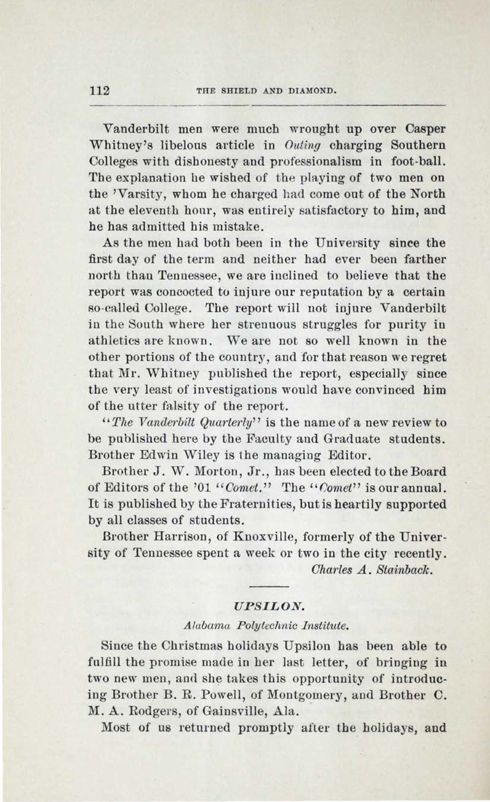 Upsilon, February 1901